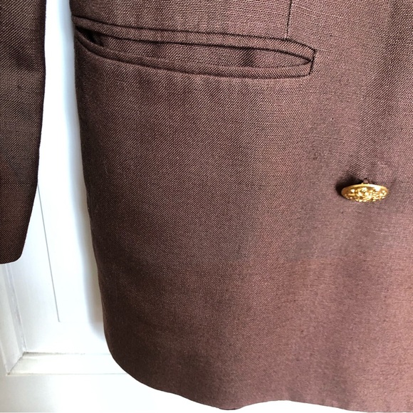 Talbots VIntage Double Breasted Linen Blazer Brown Size 2P - Picture 11 of 13